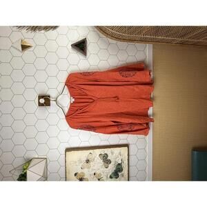 Sundance Orange Bell Sleeve Crochet Peasant Top - Size - Medium